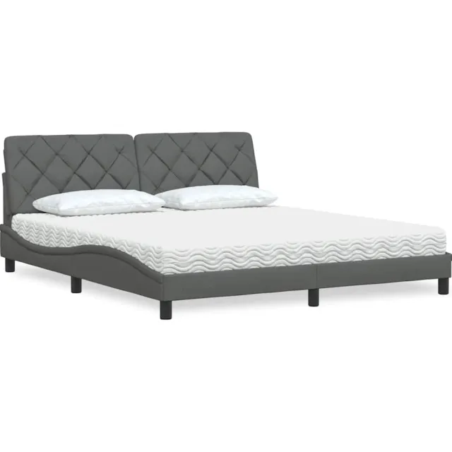 vidaXL Bed met matras stof donkergrijs 180x200 cm