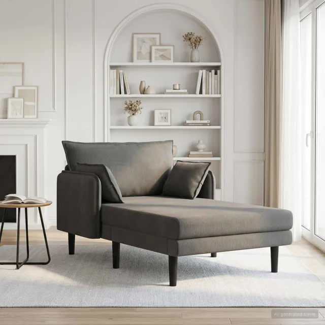 vidaXL Grote chaise longue Donkergrijs Katoenen stof, foto 2