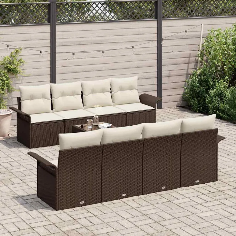 vidaXL Tuin Sofa Set 9 st Bruin poly rattan, foto 3