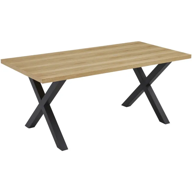 Vestland Eiken Eettafel 200x100 CM – Rechthoekig – Geschikt voor 8 Personen – X-poot Metaal - Industrieel Design Rechthoekig Eiken