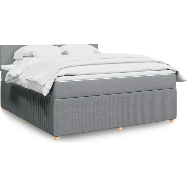 vidaXL Boxspring met matras stof lichtgrijs 180x200 cm grijs