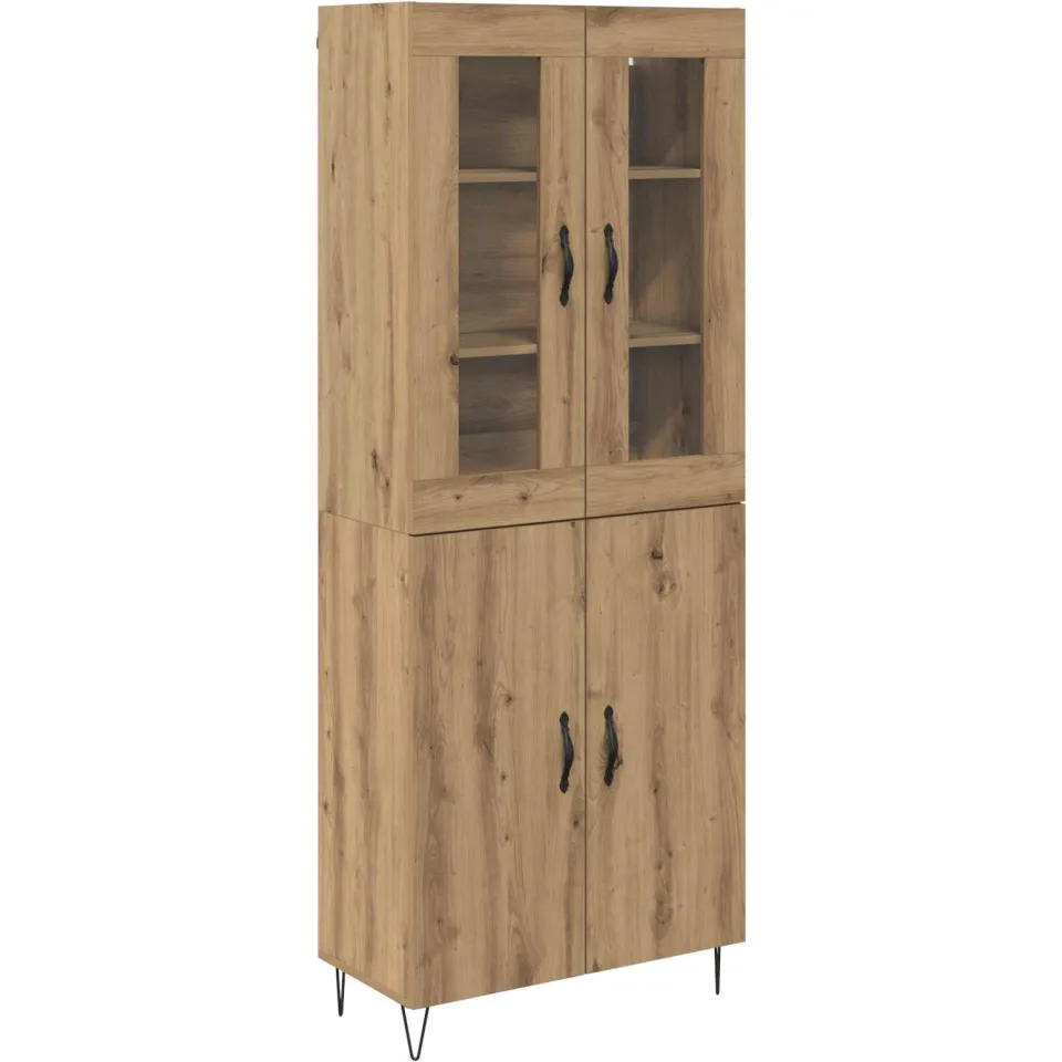vidaXL Hoge kast Artisan Eiken 69,5 x 34 x 90 cm Bewerkt hout, foto 3