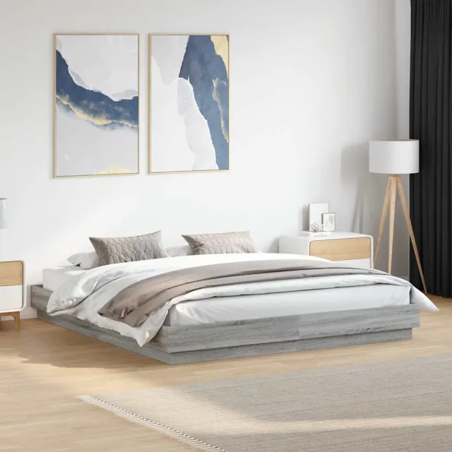 vidaXL Bedframe bewerkt hout grijs sonoma eikenkleurig 200x200 cm