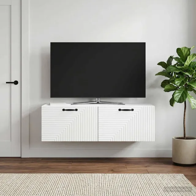 vidaXL Wandbeugel TV-kast Wit 98 x 41 x 30 cm Bewerkt hout