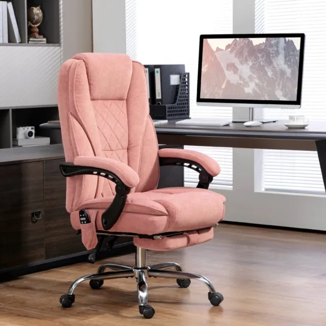 COVREO Bureaustoel 67 x 72 x 111-119 cm, roze stof met massage en verwarming
