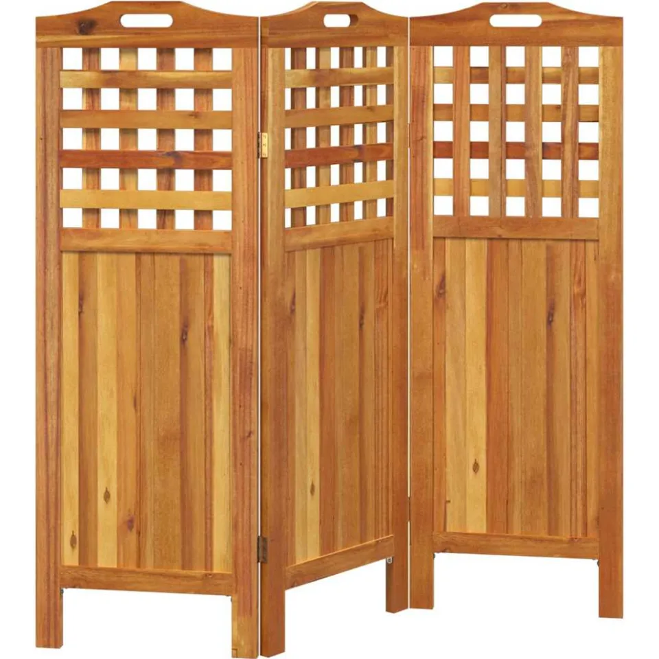 vidaXL Kamerscherm met 3 panelen 121,5x2x115 cm massief acaciahout bruin, foto 5
