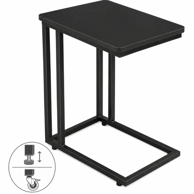 BEGRYF Bijzettafel - Zwart - MDF en metaal - Verrijdbare tafel - 50 x 35 x 54 cm