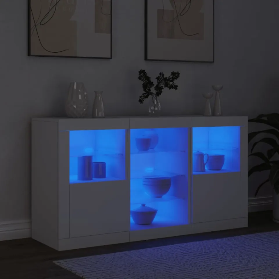 vidaXL Dressoir met LED-verlichting 123x37x67 cm wit, foto 4