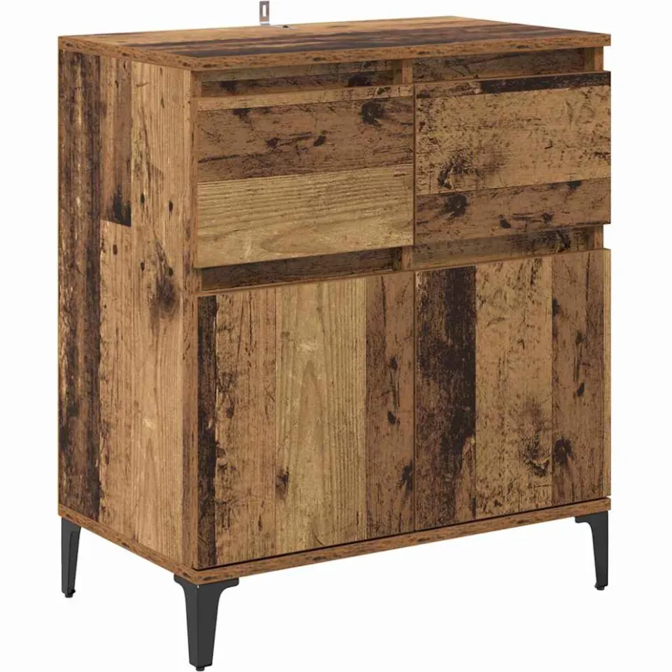 vidaXL Dressoir Oud Hout 60 x 35 x 70 cm Gemonteerd hout en ijzer bruin, foto 3