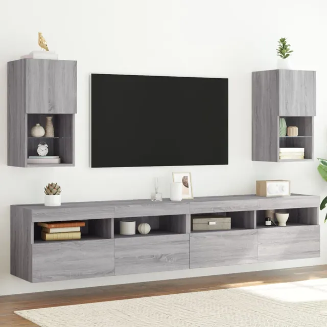 vidaXL Tv-meubelen 2 st met LED-verlichting 30,5x30x60 cm grijs sonoma, foto 2