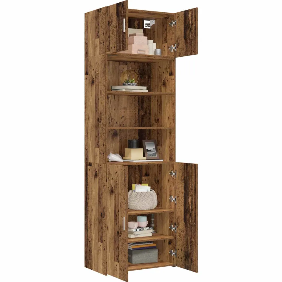 vidaXL Opbergkast met Planken Oud hout 70 x 42,5 x 225 cm Bewerkt hout Bruin