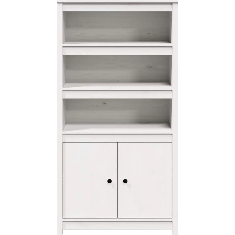 vidaXL Hoge kast 80x35x154 cm massief grenenhout wit, foto 3