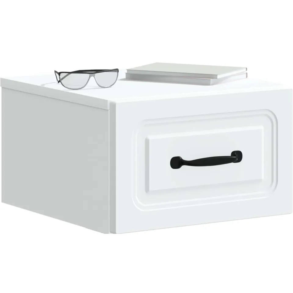 vidaXL Wandbeugel Bedkast 2 st Wit 34,5 x 33 x 20 cm Bewerkt hout