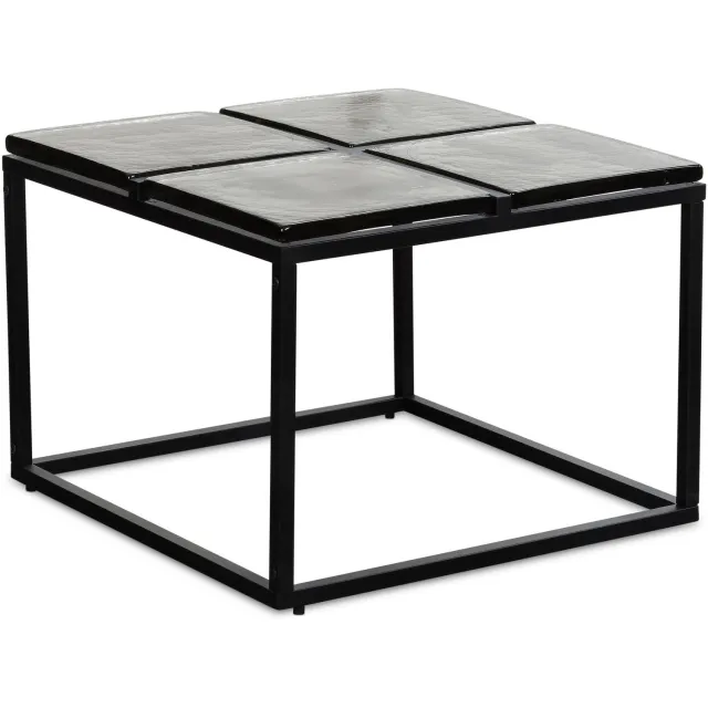 Cosmo Casa Salontafel - Glasplaat - IJzeren onderstel - Zwart - 58 x 58 x 43,5 cm