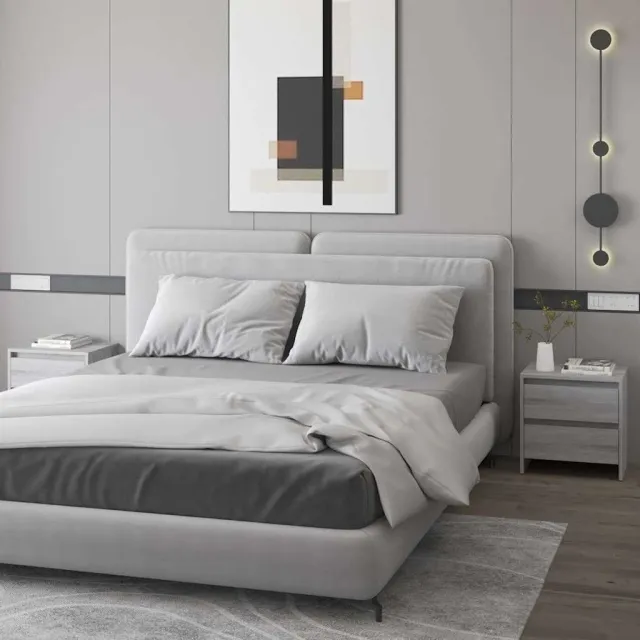 vidaXL Nachtkastjes 2st 45x34,5x44,5cm bewerkt hout grijs sonoma eiken, foto 2