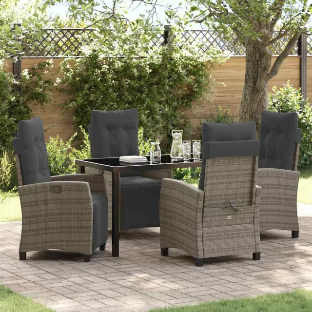 vidaXL Tuin eettafelset 5 st Grijs poly rattan, foto 2