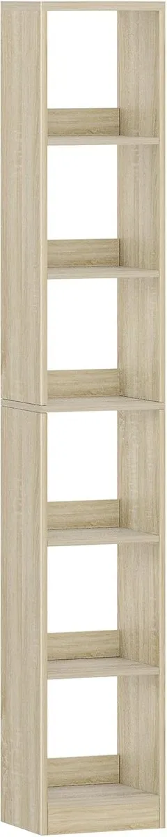 HILINSIE Boekenkast, 6-laags, 183cm, witte eiken en wit