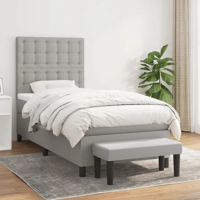 vidaXL Boxspring met matras stof lichtgrijs 90x190 cm grijs
