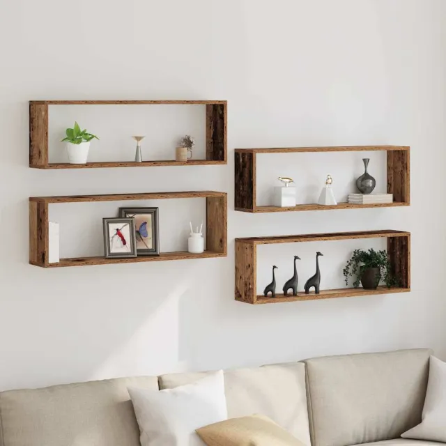 vidaXL Wandschappen 4 st Oudhout 80 x 15 x 26 cm Bewerkt hout Bruin