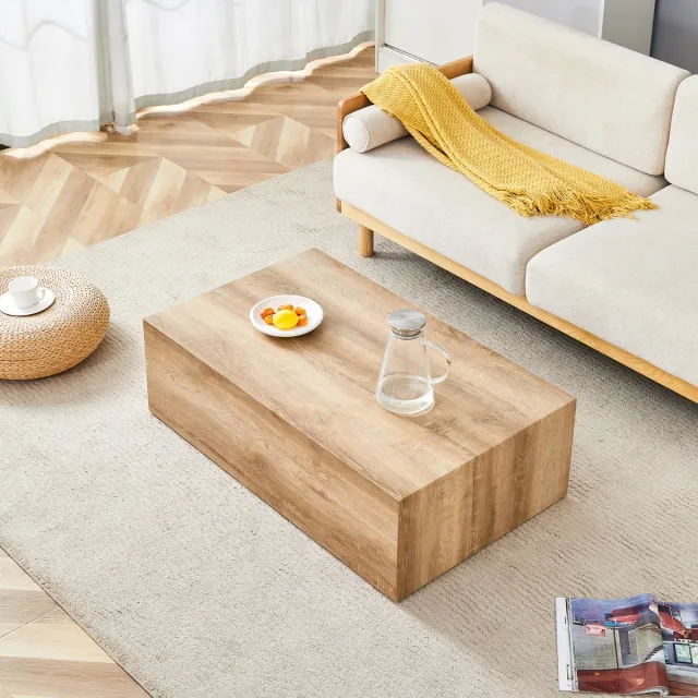 HAUSS SPOLE Salontafel - Rechthoekig Minimalistisch Design - Luxury Stijl Voor Woonkamer - MDF Met Houtnerf - 90x50x30 Cm