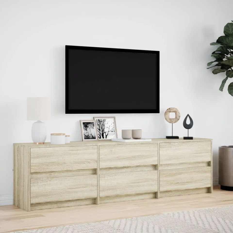 vidaXL Tv-meubel met LED 180x34x50 cm bewerkt hout sonoma eikenkleurig, foto 3