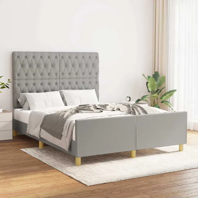 vidaXL Bedframe zonder matras stof lichtgrijs 140x190 cm grijs