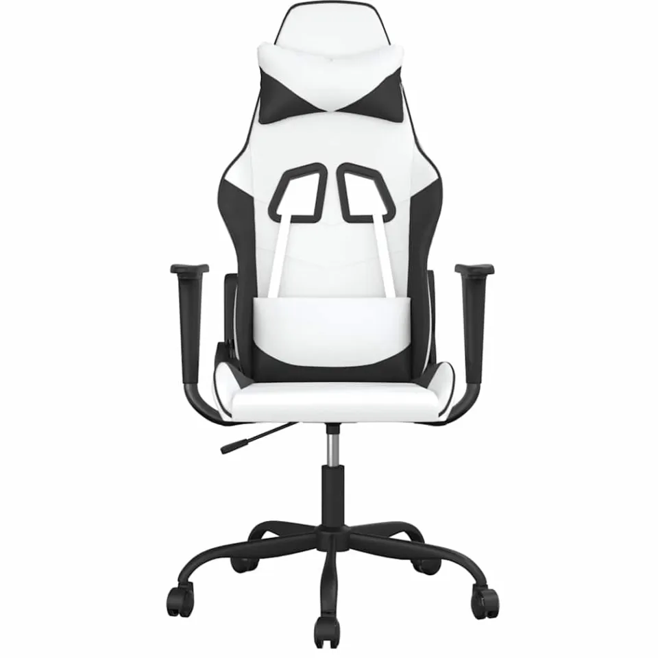 vidaXL Massage gamestoel kunstleer wit en zwart
