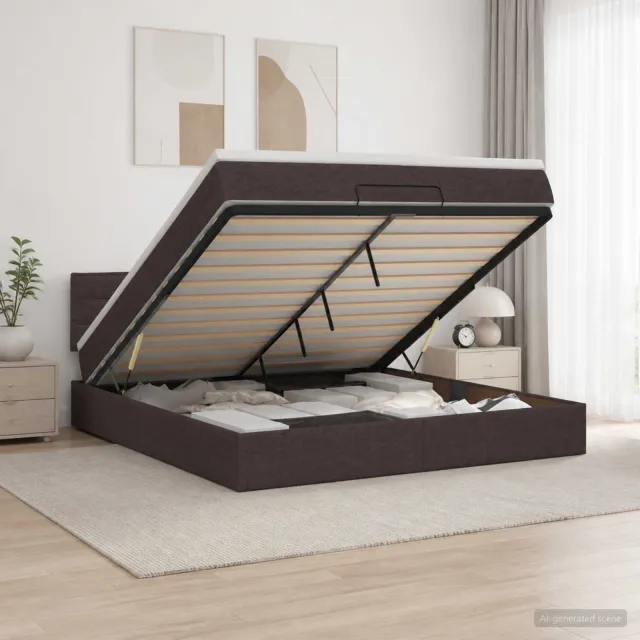 vidaXL Ottoman bed met matras Donkerbruin 140 x 200 cm Stof