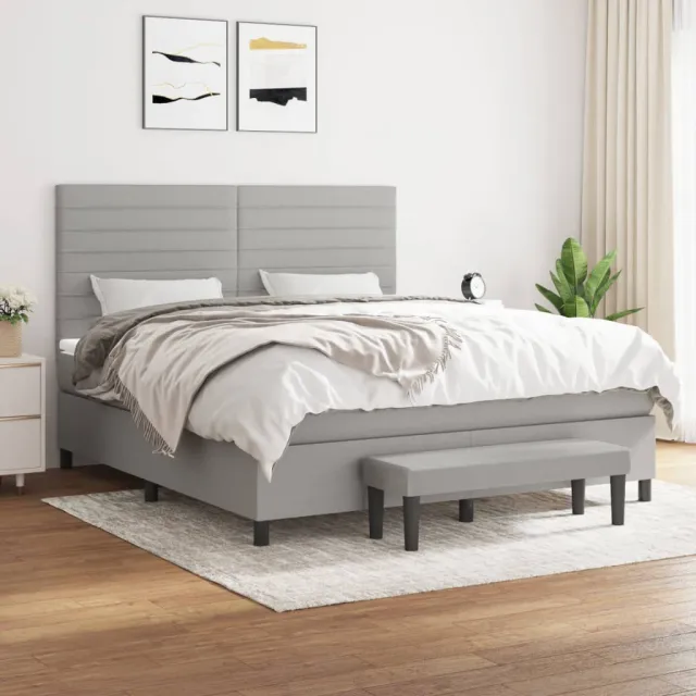 vidaXL Boxspring met matras stof lichtgrijs 180x200 cm grijs