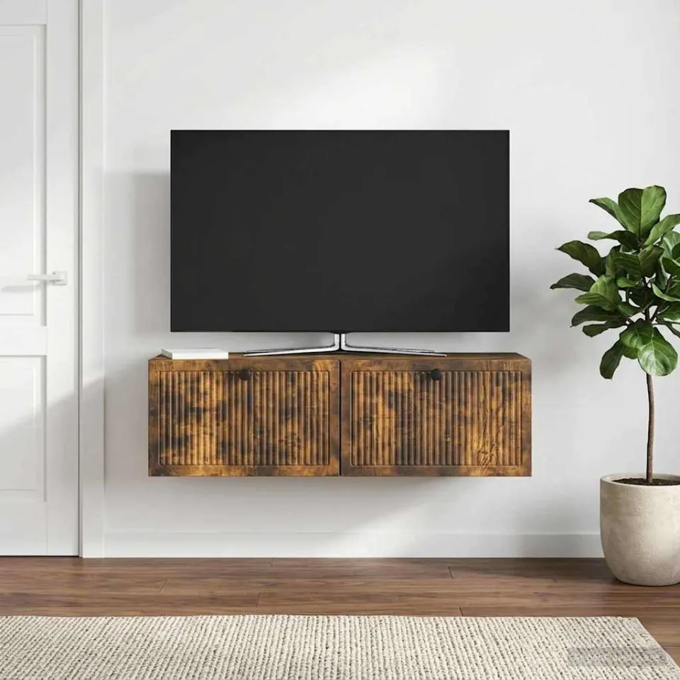 vidaXL Wandbeugel TV-kast Gerookt eiken 98 x 31 x 30 cm Bewerkt hout, foto 4
