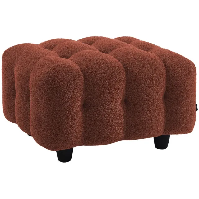 sweeek Bouclé poef, module voor bank, voetenbankje voor 3-zits bank l 78 x b 70 x h 48 cm - leon Terracotta