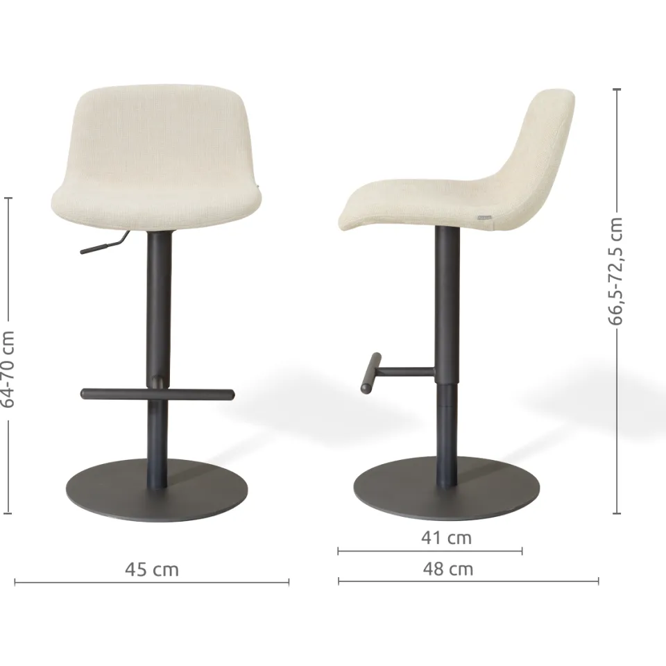 Nolon Niva-Mats draaibare tulp barkruk cottonbeige - verstelbaar - mat zwart onderstel, foto 2