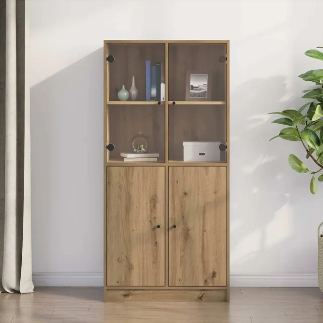 vidaXL Hoge kast met deuren 68x37x142 cm bewerkt hout artisanaal eiken Bruin