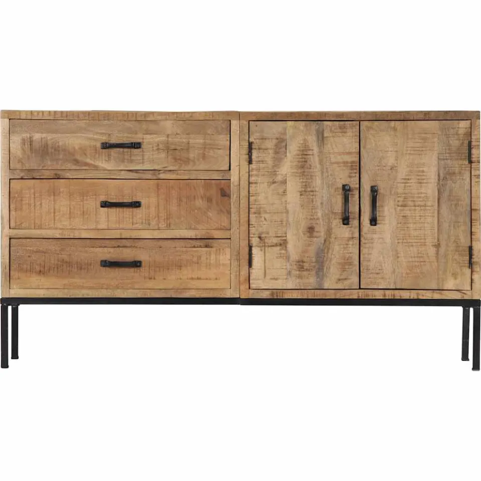 vidaXL Dressoir 140x35x75 cm massief mangohout bruin, foto 2