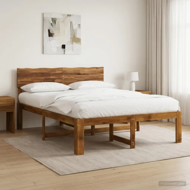 vidaXL Tweepersoonsbed met hoofdeinde ROSTOCK Naturel 152 x 203 cm