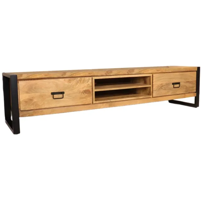 Lizzely Garden & Living Tv meubel lichtbruin mangohout 200cm Avelyn tv kast duurzaam mango massief hout tv-meubel