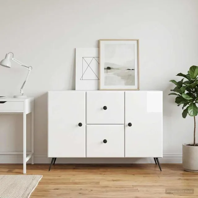vidaXL Dressoir met lade Hoogglans Wit 89 x 34,5 x 60 cm Bewerkt hout, foto 2