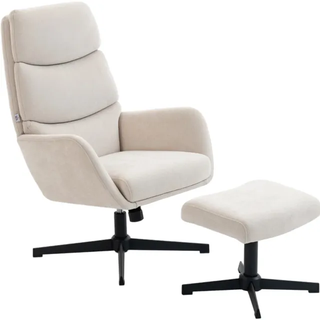 ZYLARO Relaxfauteuil met Voetenbank - Fauteuil met Hoge Rugleuning- Moderne Relaxstoel - tot 120 kg - Relaxstoel - Ligstoel - TV Stoel - Loungestoel - Leesstoel - Beige