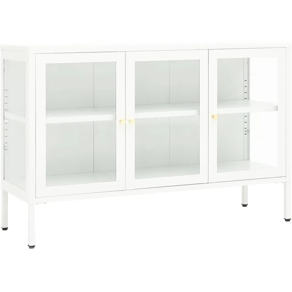 vidaXL Dressoir 105x35x70 cm staal en glas wit, foto 3