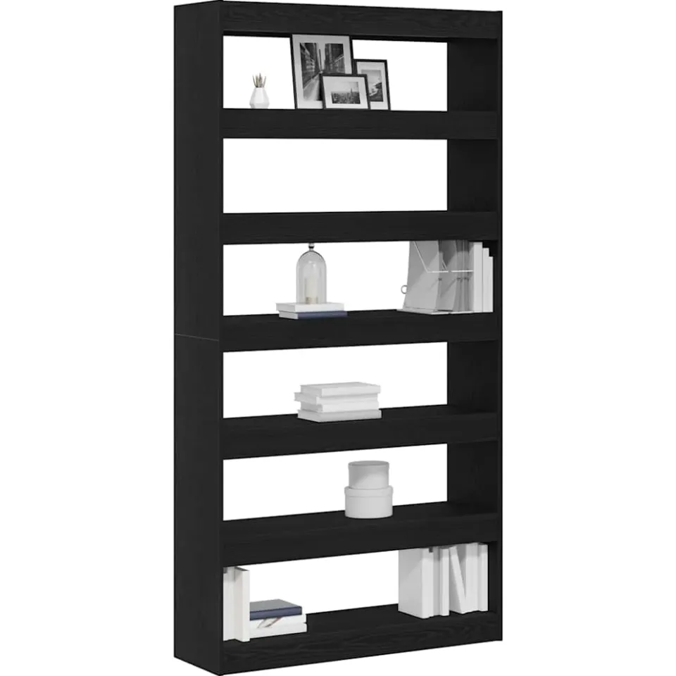 vidaXL Boekenkast 6-laags 100 x 30 x 198 cm Bewerkt hout Zwarte Eik