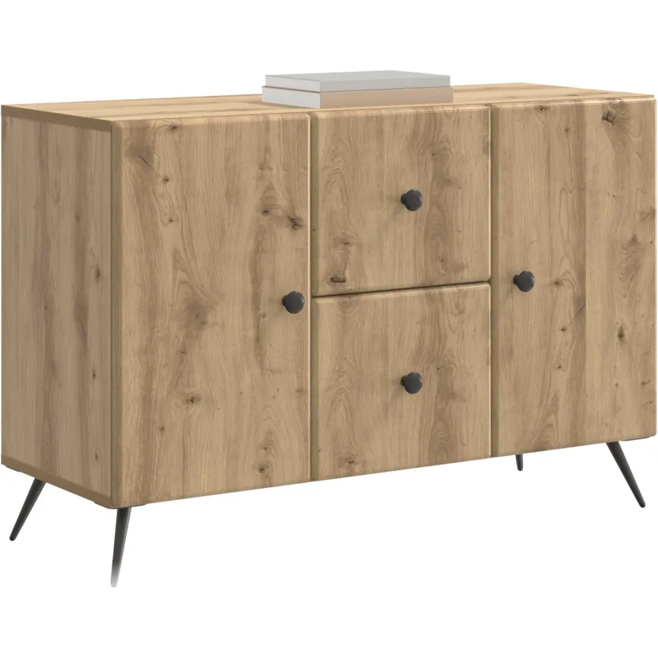 vidaXL Dressoir Artisanaal eiken 89 x 34,5 x 60 cm Bewerkt hout Bruin