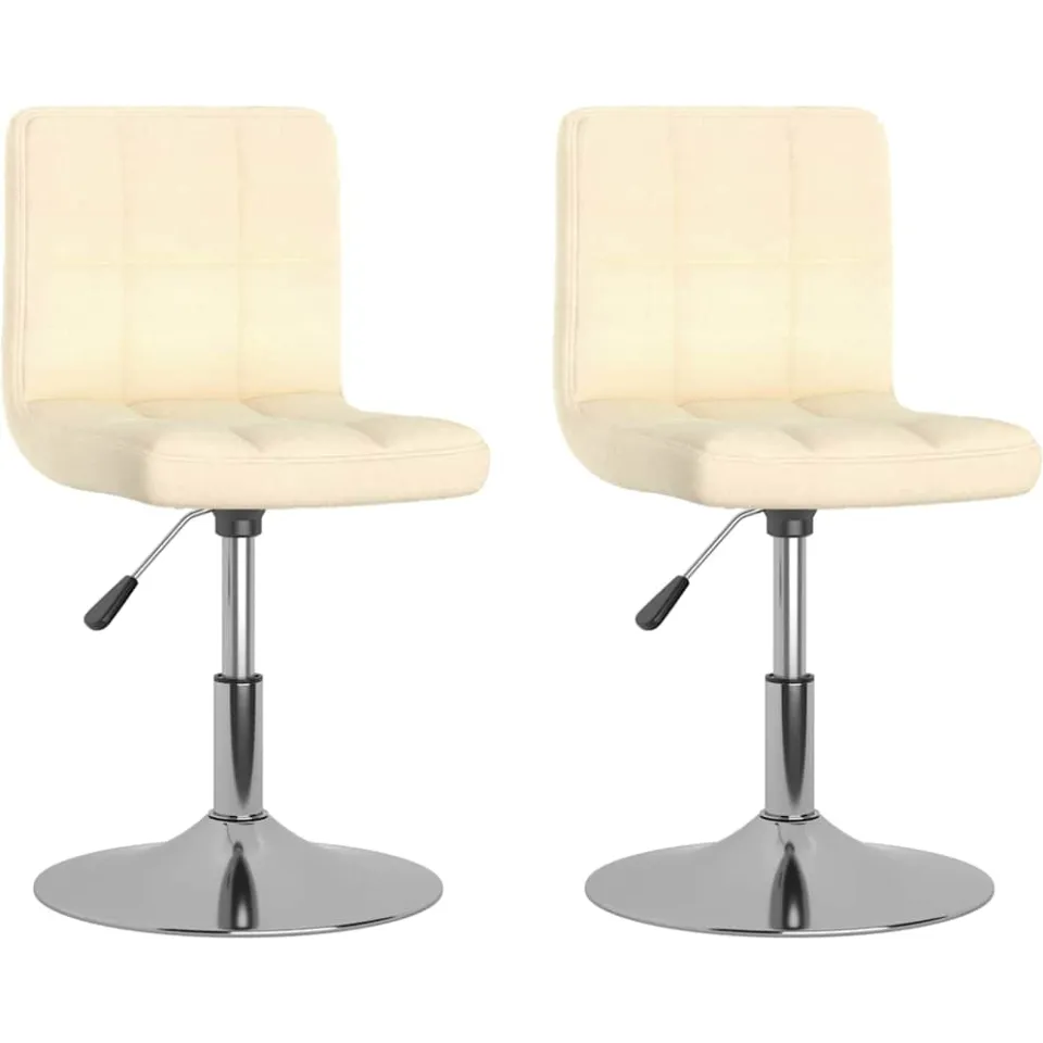 vidaXL Eetkamerstoelen 2 st draaibaar stof crèmekleurig, foto 3