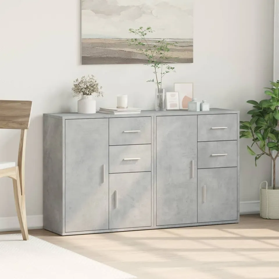 vidaXL Dressoirs 2 st 60x31x70 cm bewerkt hout betongrijs grijs, foto 3