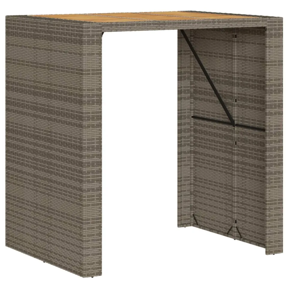 vidaXL Tuinbartafel acaciahouten blad 105x80x110 cm poly rattan grijs, foto 2