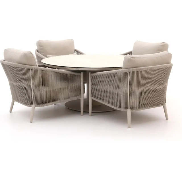 Bellagio tuinmeubelen Bellagio Mineo/La Fonte ø150cm low dining tuinset 5-delig taupe, foto 2