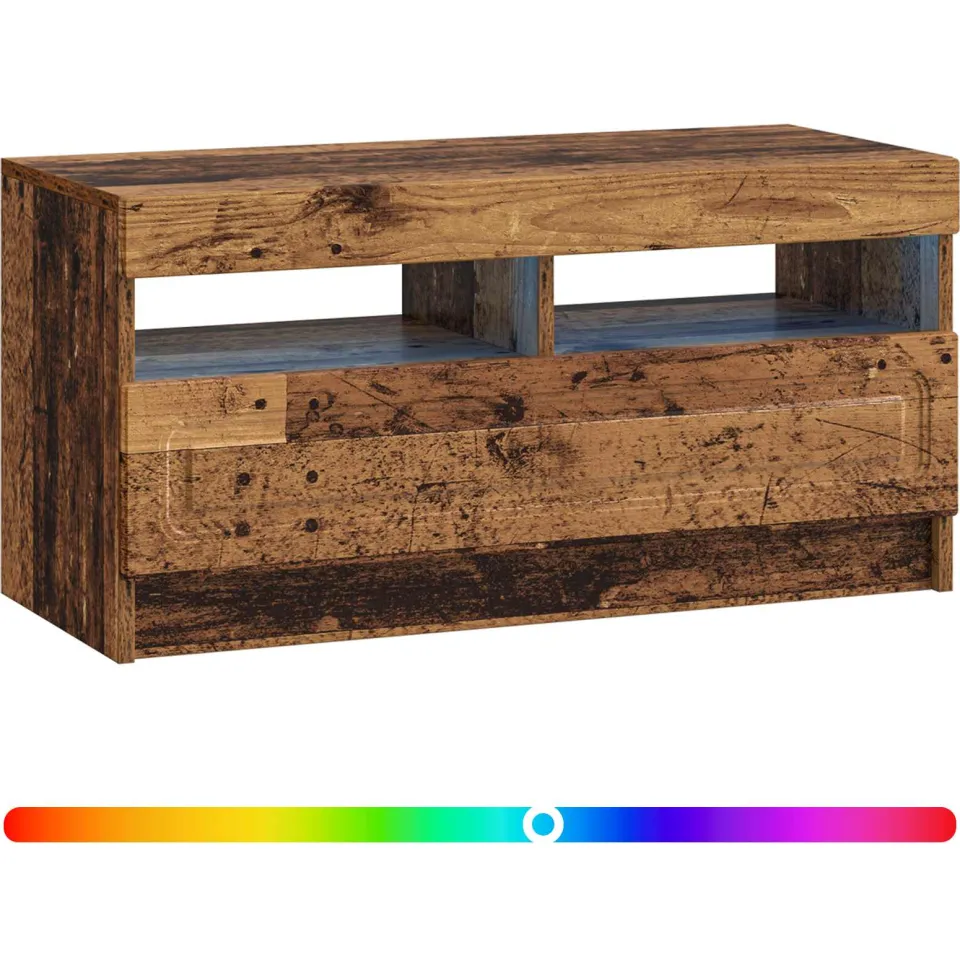 vidaXL LED tv-meubel Oud hout Bewerkt hout Bruin