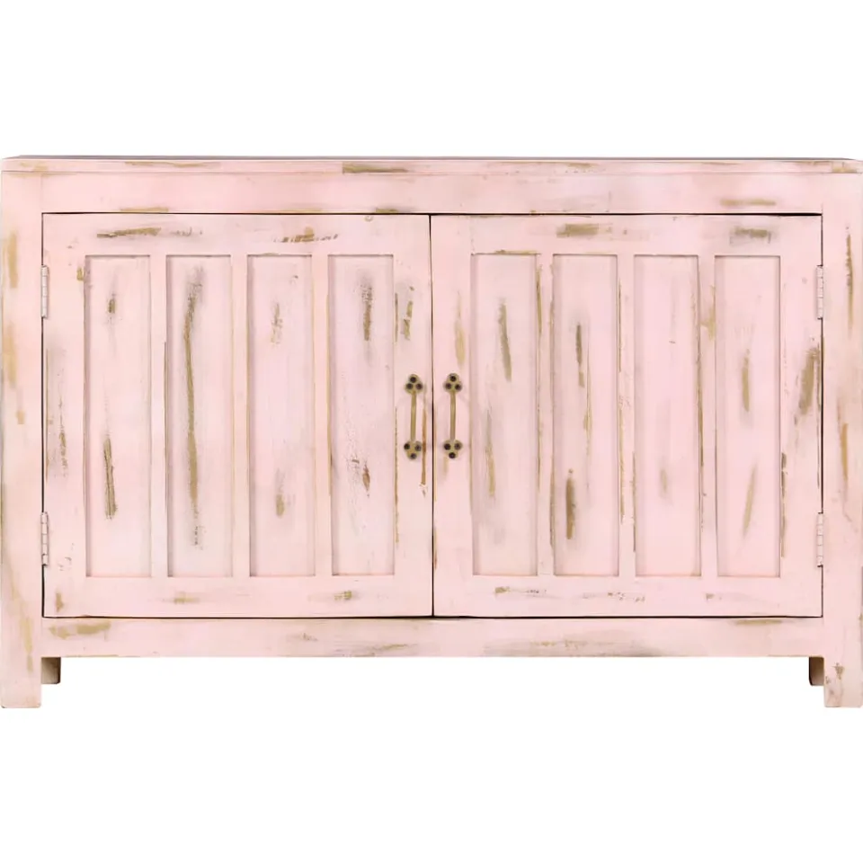 vidaXL Dressoir 110x35x70 cm massief mangohout lichtroze roze, foto 2