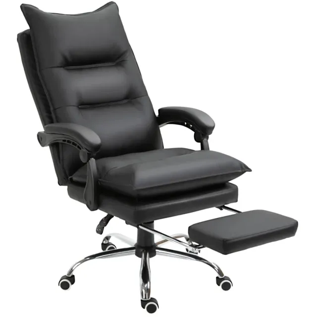 ZYLARO Ergonomische Bureaustoel met Kantelfunctie & Voetensteun - In Hoogte Verstelbaar - Max. kanteling 155° - 360° Draaibaar - Kantoorstoel - Gamestoel - Volwassenen Stoel - Directiestoel - Computerstoel - Zwart