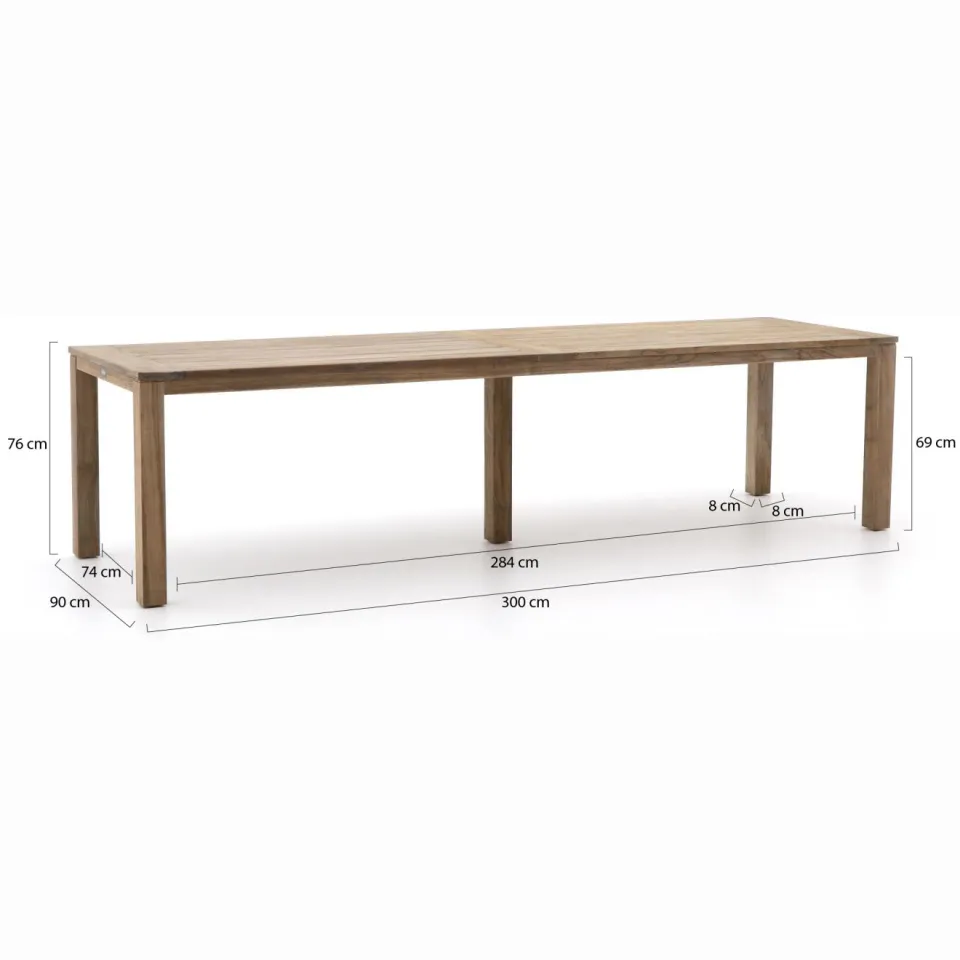 ROUGH Furniture ROUGH-S 300cm dining tuinset 9-delig stapelbaar bruin, foto 3