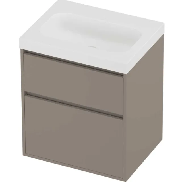 Proline Haga Badmeubelset Polystone Mezza 60x46x73 cm Mat White Clay Beige